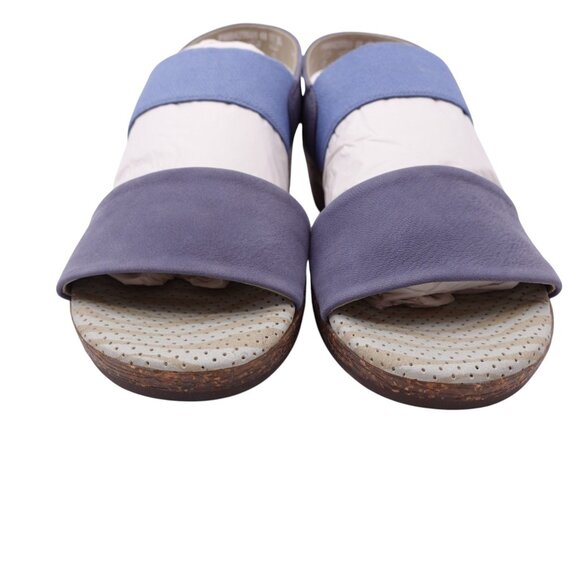 NIB Softinos by FLY London Alp Sandals Sz 35 US 4 Blue Leather Slingback Wedge - Picture 3 of 13